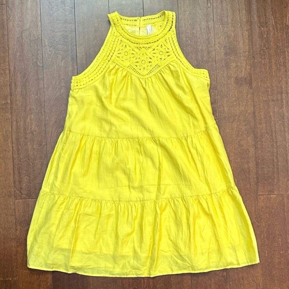 Kirundo Women’s Yellow Sleeveless Dress with Crocheted Top, Size Medium, NWT